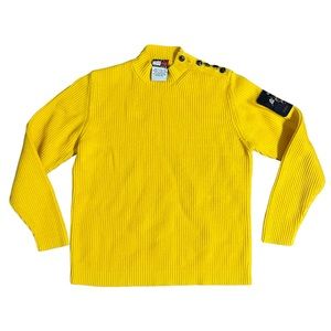 Tommy Hilfiger 100% Cotton Yellow Sweater with Arm Patch Size Medium
